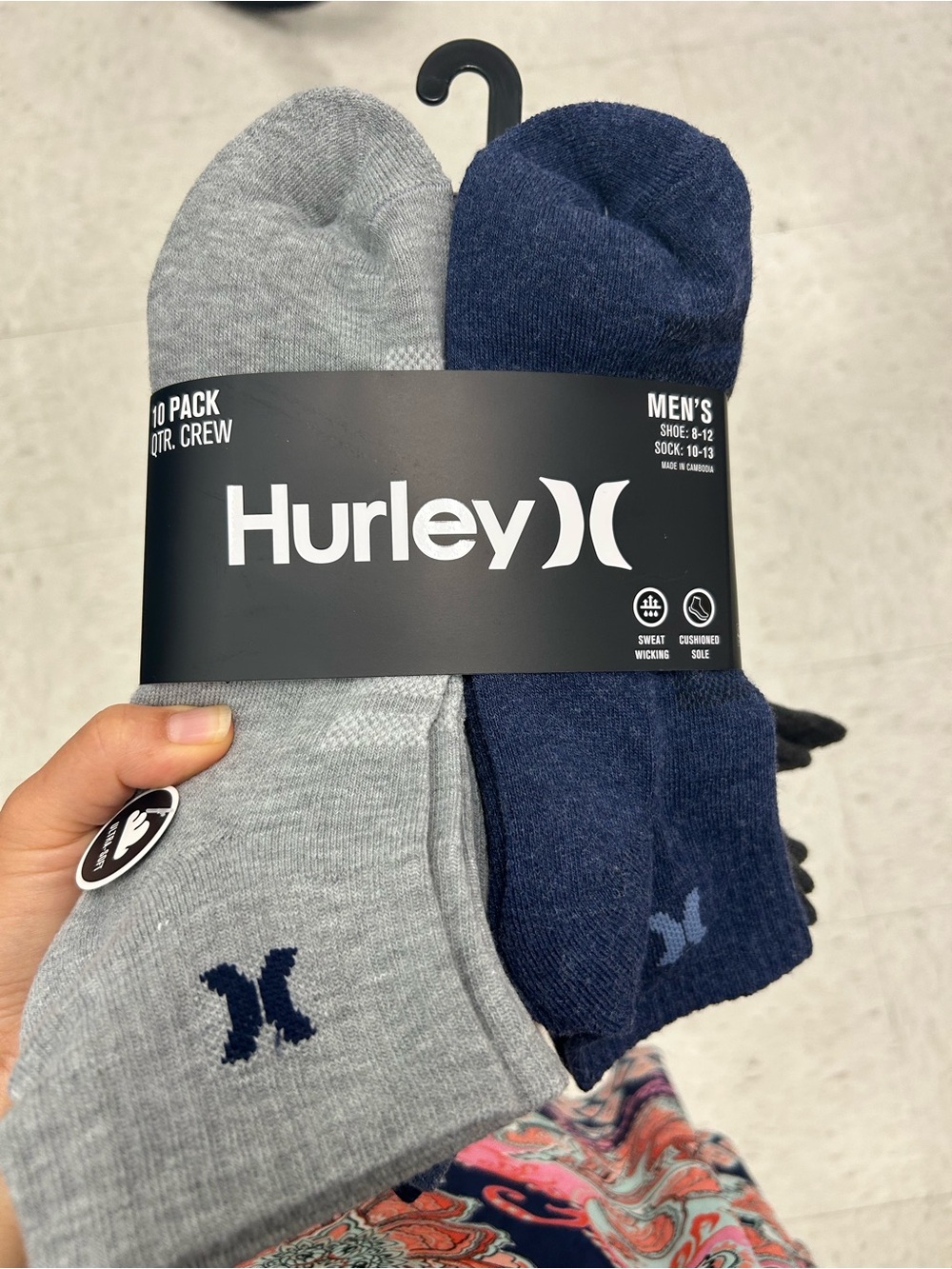 Hurley Men's Quarter Crew Socks 10 Pack